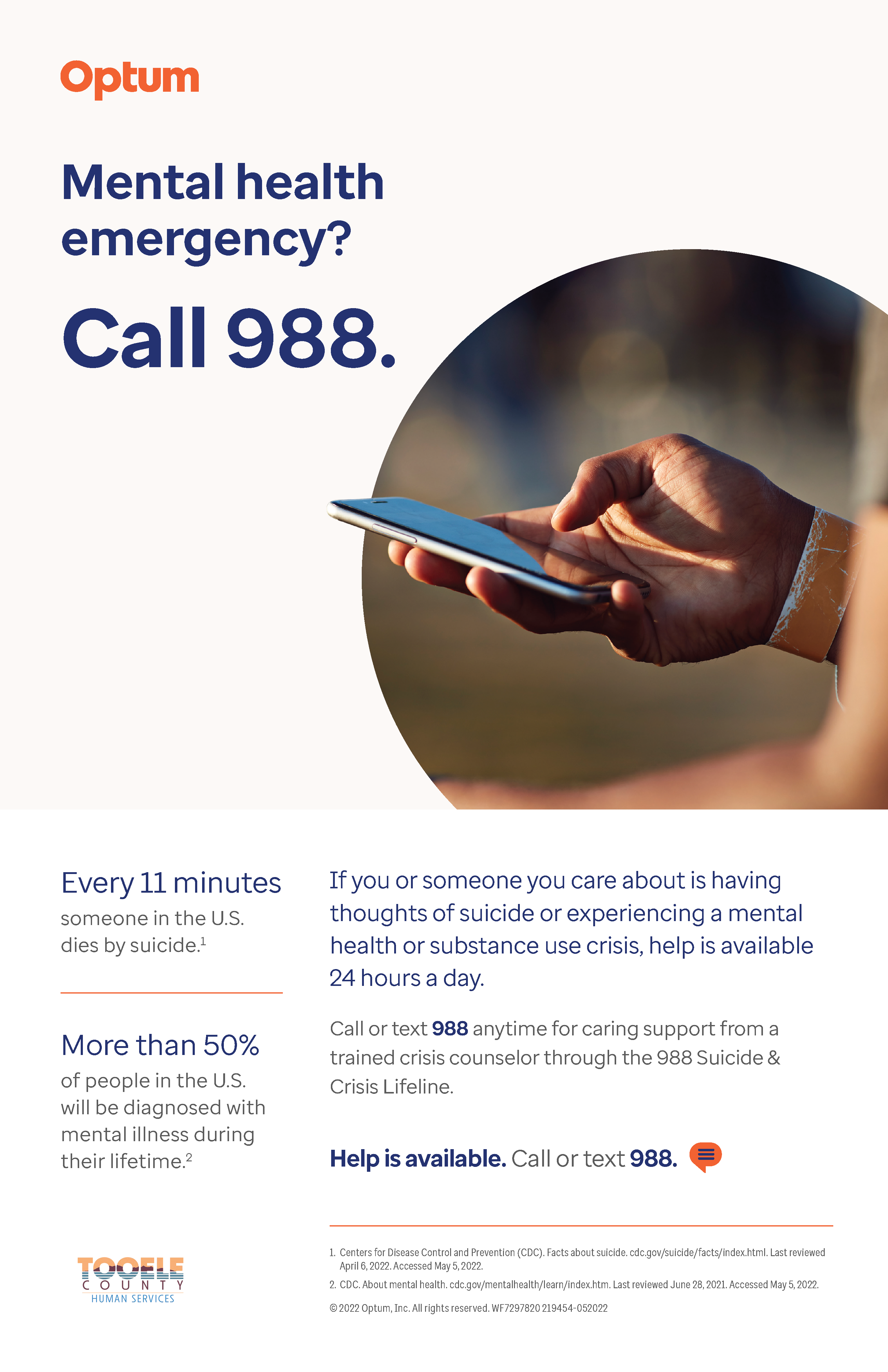 Mental health emergency? Call 988.